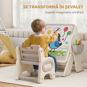 AIYAPLAY Set Masă și Scaun pentru Copii 3 în 1 cu Masă de Construcție, Tablă, Suport Convertibil și Containere, Masă Multiactivitate cu Scaun de Plastic pentru Copii 2-4 Ani pentru Cameră Copii | Aosom Romania