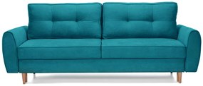 Canapea Extensibilă 3 locuri, RIGA, cu ladă de depozitare, 229x90x90 cm, Turcoaz-Enjoy