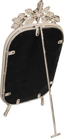 Oglinda de masa, bej, din metal, cu aspect vintage, 25x6x48 cm