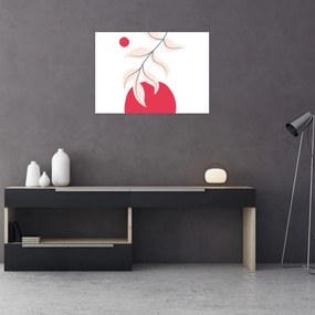 Tablou pe sticlă - Abstracție florală roz N⁰2 (70x50 cm)
