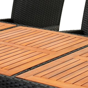 Deuba Set ratan de gradina Berlin 1+8 - negru/lemn