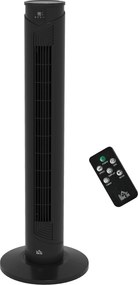 HOMCOM Ventilator Oscilant de Turn, 3 Viteze, Telecomandă, Temporizator, Mod Repaus, Ideal pentru Acasă | Aosom Romania