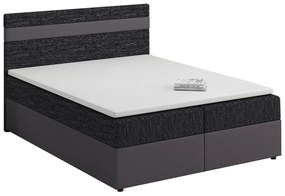 Pat matrimonial Boxspring 140x200 cm Mimosa Comfort (șuvițat Negru + Gri închis) (cu somieră și saltea). 1056228