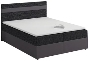 Pat matrimonial Boxspring 140x200 cm Mimosa (cu saltea și somieră) (gri închis + negru). 1007802