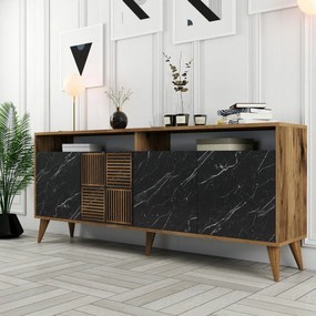 Dulap Milan 2 Walnut and Black Marble