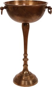 Bol decorativ din aluminiu, bronz, bază model pește, finisaj antichizat, 73 x 44 cm, „Neptune”