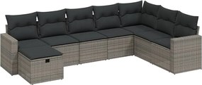 vidaXL Set canapele de grădină cu perne, 8 piese, gri, poliratan