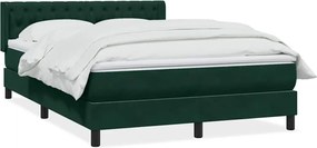 vidaXL Pat box spring cu saltea, verde închis, 160x220 cm, catifea