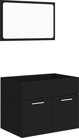 vidaXL Set mobilier de baie, 2 piese, negru, PAL