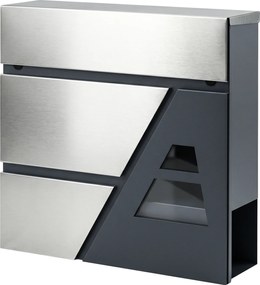 HOMCOM Cutie poștală montare pe perete, rezistentă la intemperii, cu suport pentru ziare și 2 chei pentru perete exterior, gri închis | Aosom Romania