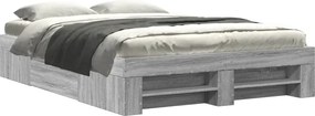 vidaXL Cadru de pat, gri sonoma, 140x190 cm, lemn prelucrat