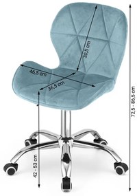 Set pentru birou – birou pliabil ZARIMO 80×40 cm, alb + scaun de birou AVOLA VELVET albastru deschis