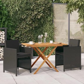 3094302 vidaXL Set mobilier de grădină cu perne, 3 piese, negru