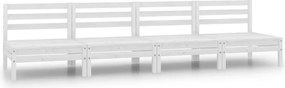 vidaXL Set mobilier de grădină, 4 piese, alb, lemn masiv de pin