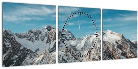 Tablou cu vârfuri înzăpeziți, Fiordland (cu ceas) (90x30 cm)