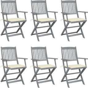 vidaXL Scaune pliante de exterior cu perne 6 buc. lemn masiv de acacia