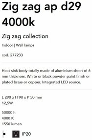 Aplica de perete LED lumina ambientala Zig zag ap d29 4000k BIANCO