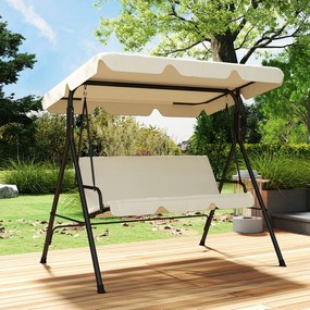 Outsunny Balansoar de grădină exterior Balansoar 3 locuri cu toldă reglabilă și cadru din oțel 172x118x153 cm bej | Aosom Romania