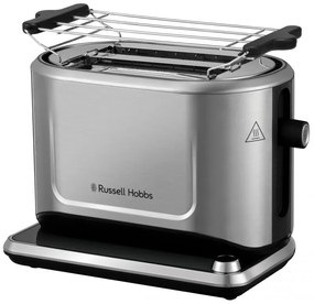 Prajitor de paine Russell Hobbs Attentiv 26210-56, 1640W, 2 felii, 6 trepte, Centrare, Control tactil, LED, Depozitare, Fara BPA si PFAS, Inox/Negru