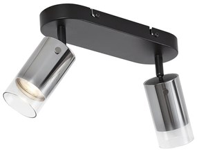 Spot modern de tavan Gunmetal cu 2 lumini rotativ și reglabil - Drain