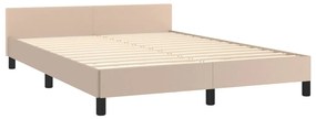 Cadru de pat cu tablie, cappuccino, 140x200 cm, piele ecologica Cappuccino, 140 x 200 cm, Culoare unica si cuie de tapiterie