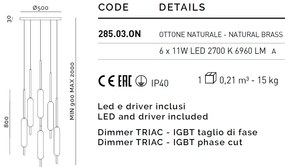 Lustra cu 6 pendule LED design LUX, fabricat manual TYPHA
