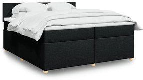 vidaXL Pat box spring cu saltea, negru, 200x200 cm, textil