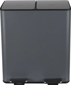Coș de gunoi gri închis pentru reciclare/cu pedală 2x20 l din oțel Aliya – Spirella