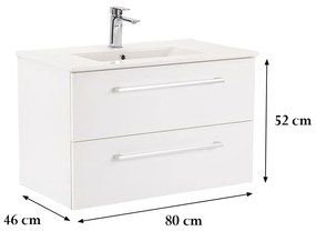 Dulap inferior Vario Clam 80 cu lavoar alb-alb