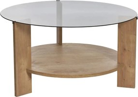 Masuta cafea CLARA, stejar safir/fumuriu, PAL/sticla, 75x75x40 cm