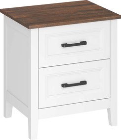 HOMCOM Noptieră cu 2 Sertare Stil Rustic Noptieră pentru Salón Dormitor 45x30x50 cm Alb | Aosom Romania