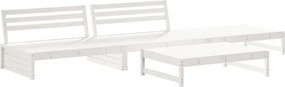 vidaXL Set mobilier relaxare de grădină, 4 piese, alb, lemn masiv pin