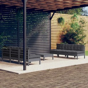 vidaXL Set mobilier grădină cu perne antracit, 7 piese, lemn masiv pin