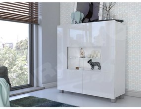 Vitrină Brenali BR01 (Alb + Alb lucios ) (iluminat LED Alb). 1053844