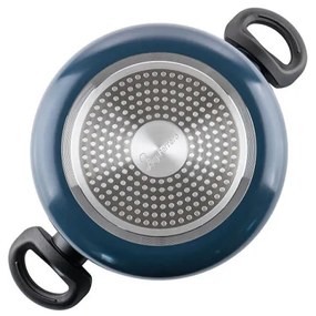 Oala cu capac din sticla Luigi Ferrero Prima FR-2245D, 22x13 cm, 4.5 l, Acoperire antiaderenta cu efect de marmura, Inductie, Albastru