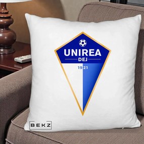 Perna Personalizata Unirea Dej 1921 Fotbal, 40x40 cm, Alb Pufos, Husa Detasabila, Perna Inclusa, BEKZ®