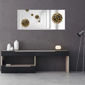 Tablou abstract cu mingi de fotbal (120x50 cm)