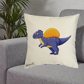 Perna Decorativa Spinozaur Kawaii, 40x40 cm, Ecru, Husa Detasabila, Perna Inclusa, BEKZ®