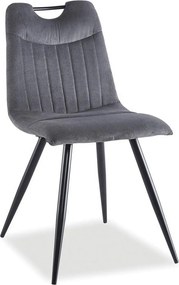 Scaun ORFE, gri/negru, stofa raiata/metal, 45x40x86 cm