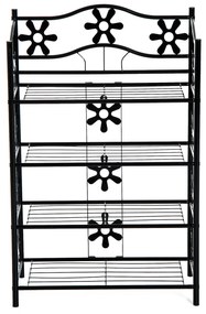 HOMCOM Raft pentru pantofi, raft pentru plante, suport flori, etajeră, suport, 4 niveluri, metal, 59,5 x 30 x 92 cm, Negru | Aosom Romania