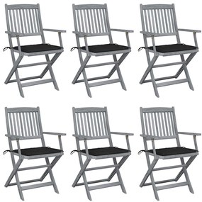 vidaXL Scaune pliante de exterior cu perne 6 buc. lemn masiv de acacia