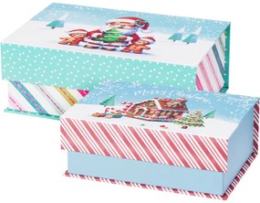 Set de 2 cutii de Crăciun Cookieman cu dungi