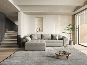 Colțar extensibil dumonde cu ladă de depozitare si sezut confortabil din spuma high-density, Loana Royal Grey 270x185 cm