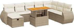 vidaXL Set canapele grădină cu perne 9 piese bej poliratan/lemn acacia
