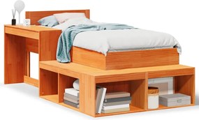 vidaXL Cadru pat fără saltea, maro ceruit, 75x190 cm, lemn masiv pin