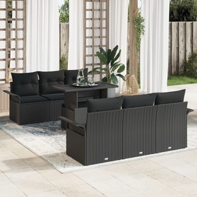 Set canapele grădină vidaXL 7 Piese Negru Ratan Poli