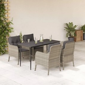vidaXL Set mobilier de grădină cu perne, 5 piese gri deschis poliratan