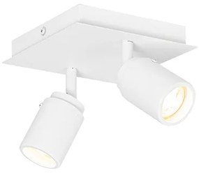 Spot de baie modern alb pătrat cu 2 lumini IP44 - Ducha