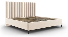 Pat matrimonial bej tapițat cu spațiu de depozitare și somieră 160x200 cm Casey – Mazzini Beds