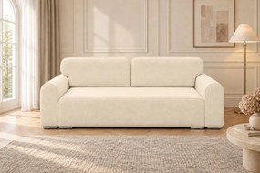 Canapea extensibilă Fiorella din boucle, crem, cu ladă de depozitare